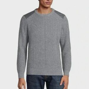 NWOT Blake Shelton Lands' End Men's XXL Gray Ribbed Sweater Cotton Blend Patched
